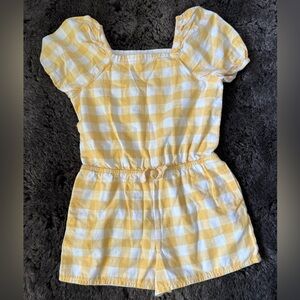 Cat & Jack Yellow Checkered Kids Romper Size 5T